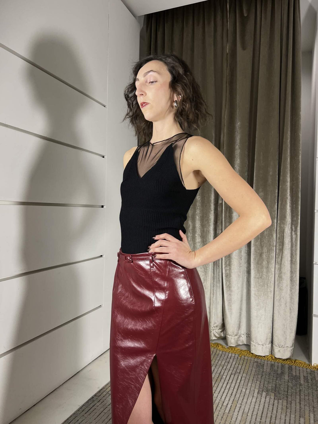 top bi tessuto nero in maglia e organza A25CPTOO0301V0000 CORSELLINI