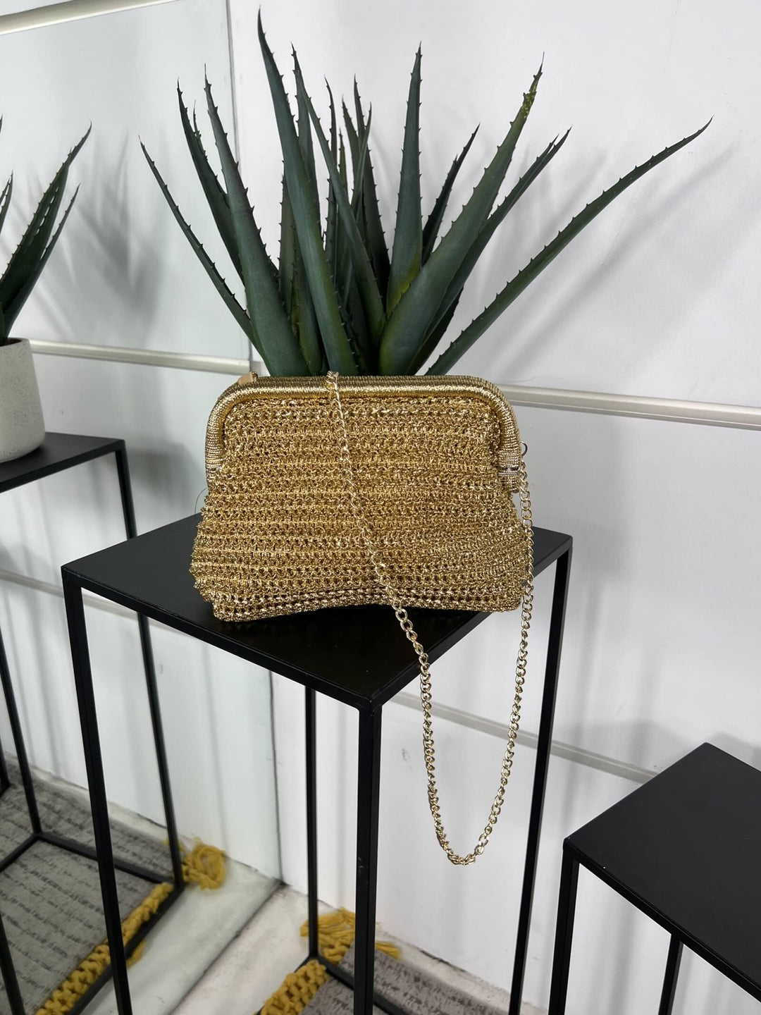 borsa a clucth a intreccio metallizzata oro con tracolla CE-2508GOLD FEMME CAFE SELECTION