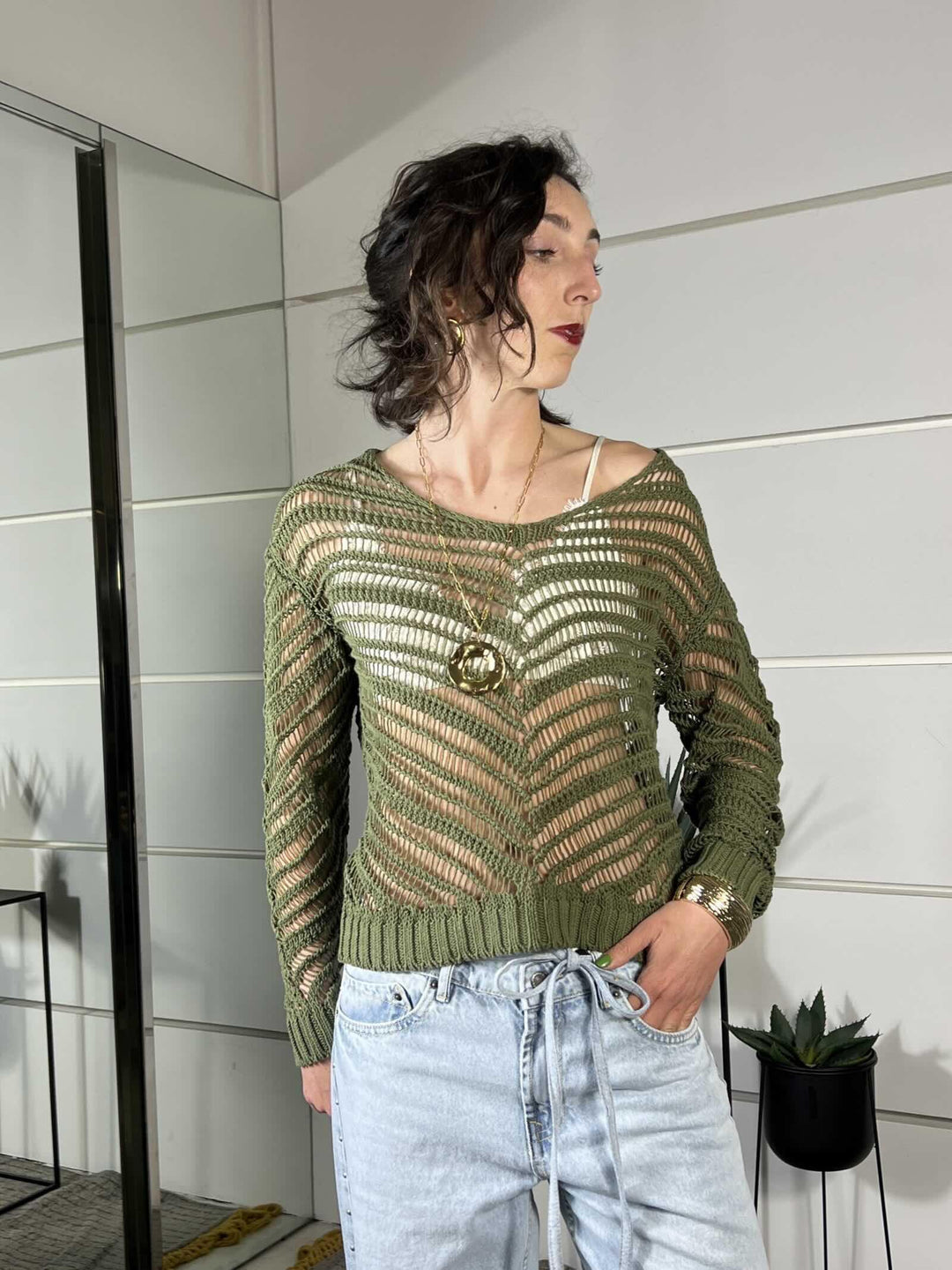 maglia traforata militare 3AB3023MILITARE 19 VICOLO
