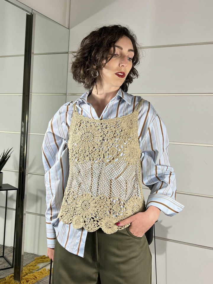 canotta con spallina macrame oro D74867ORO TENSIONE IN
