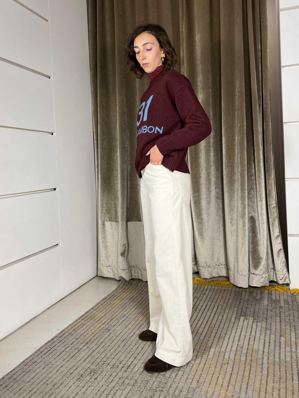 pantalonein velluto con tasca maxi burro 81187W8BURRO SUSY MIX