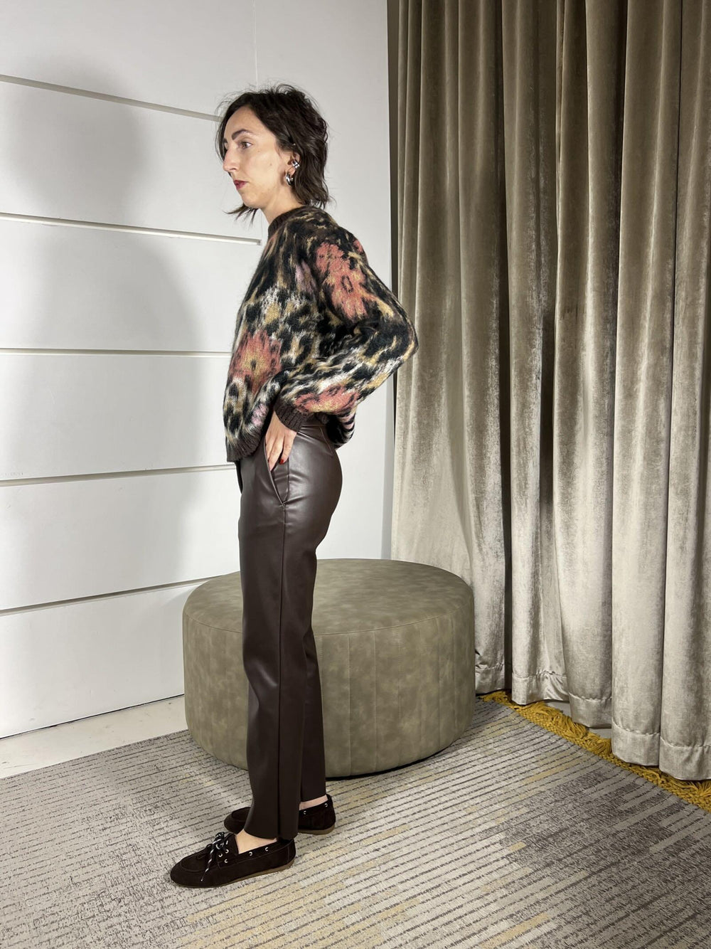 pantalone in ecopelle moro TF1737MORO VICOLO