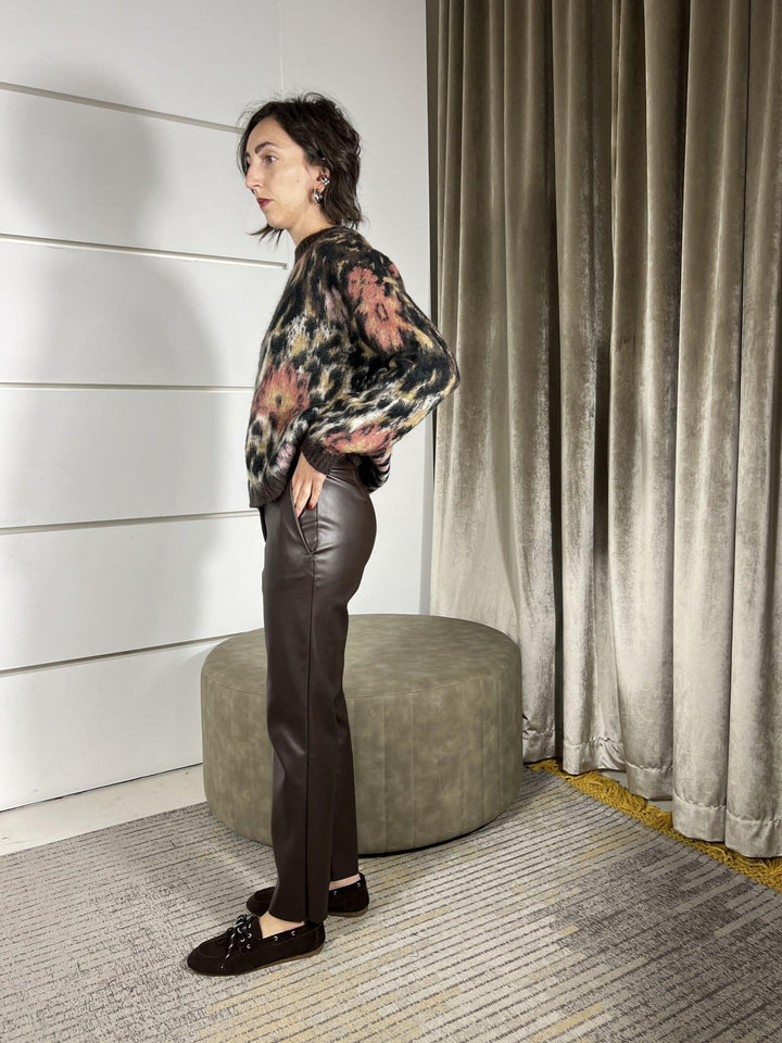 pantalone in ecopelle moro TF1737MORO VICOLO