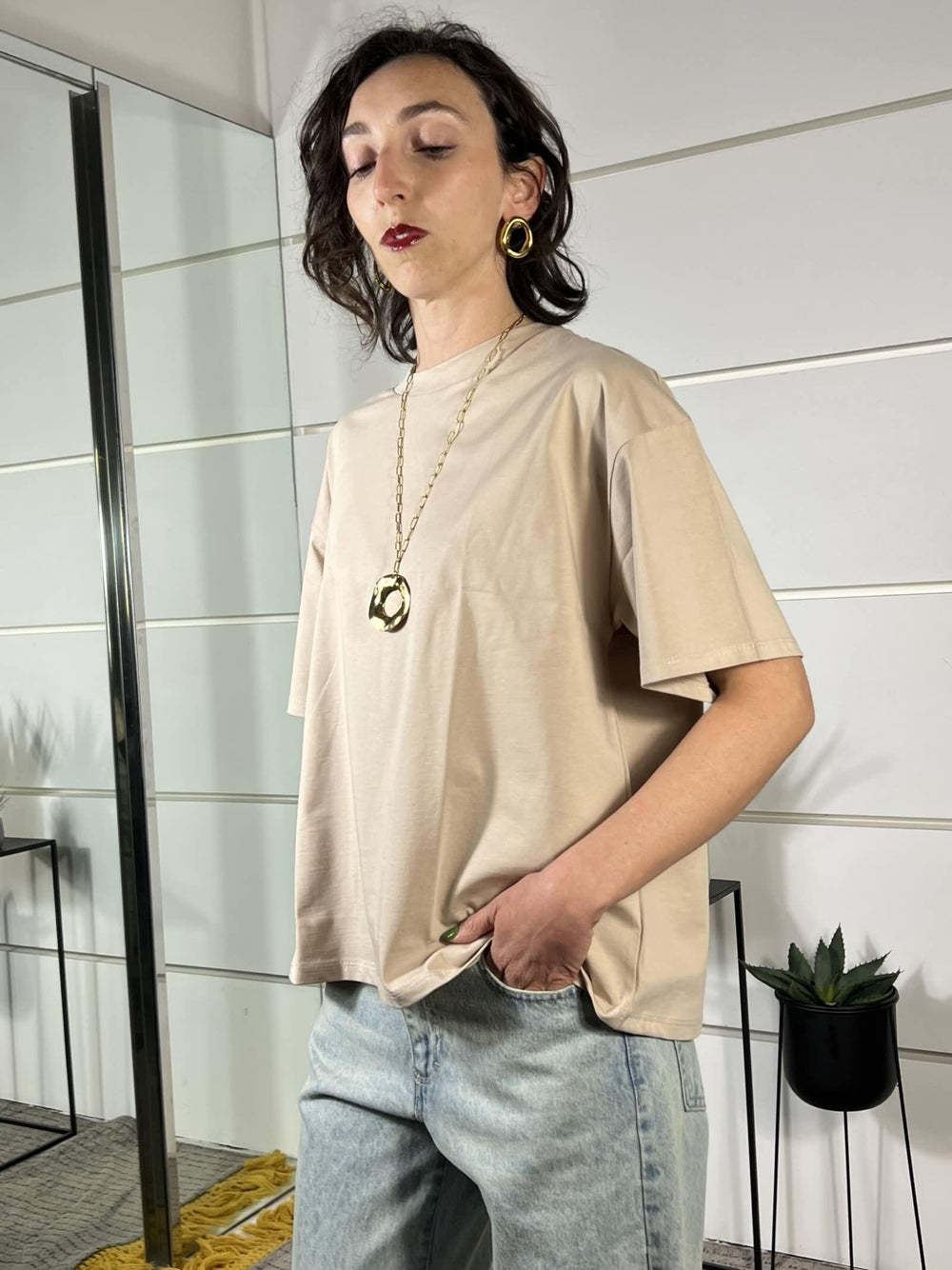 t.shirt over girocollo sabbia 11935SABBIA SUSY MIX