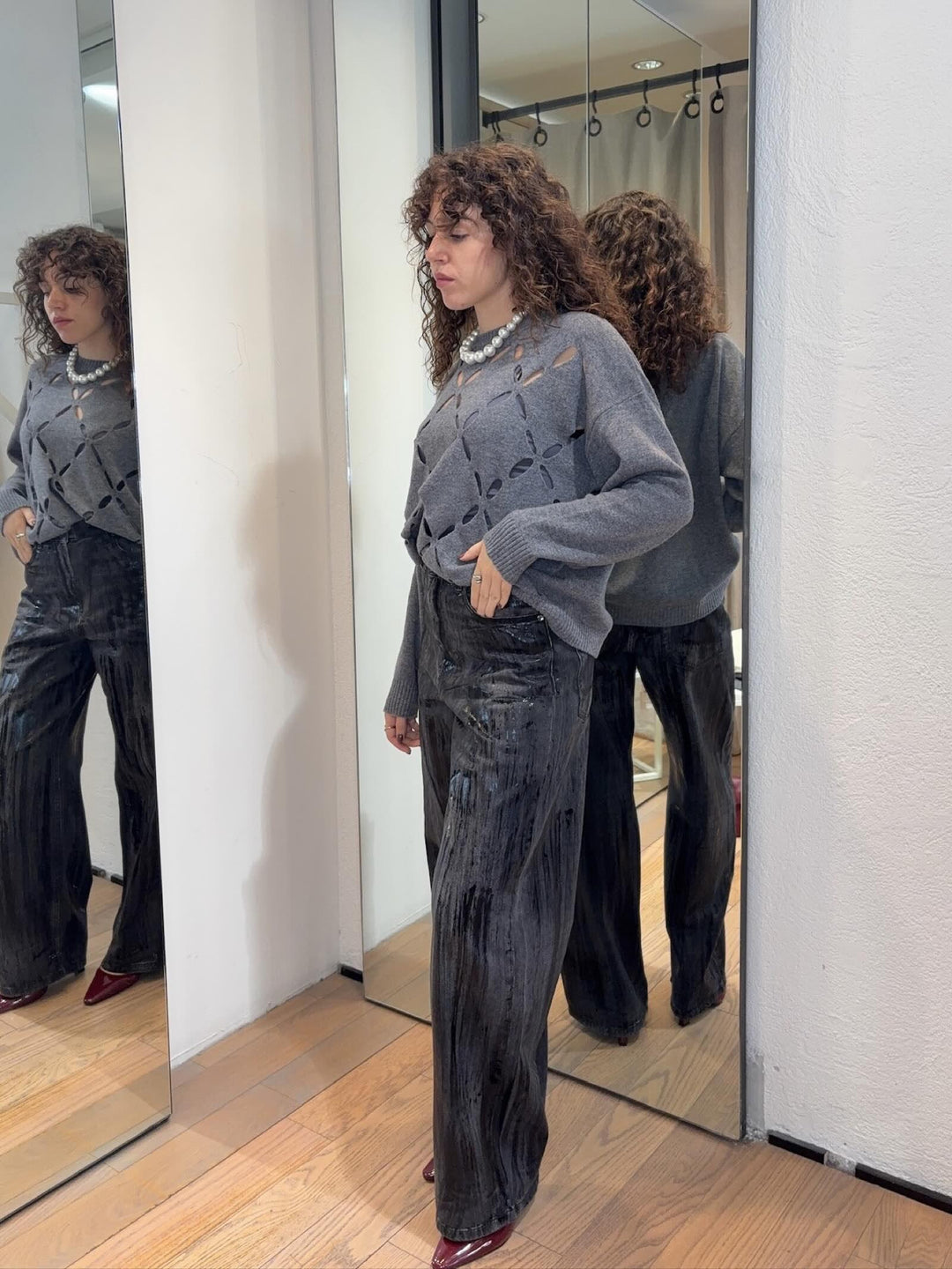 JEANS SPALMATO DENIM BLACK MF5358D029987476 LIU JO WHITE