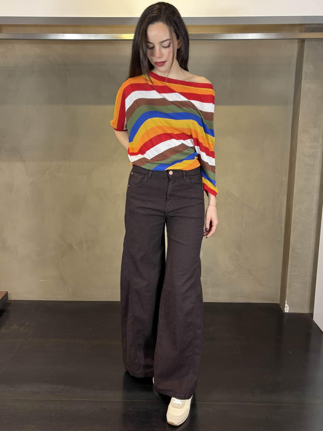 jeans palazzo caffè PILE4509 CARLA G. JEANS
