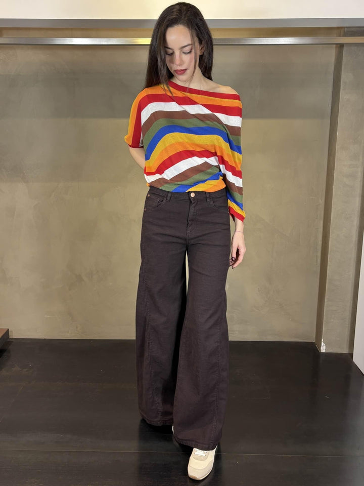 jeans palazzo caffè PILE4509 CARLA G. JEANS