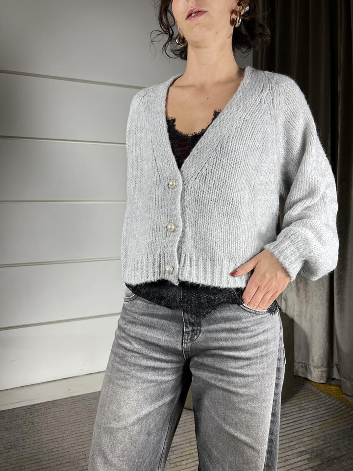 cardigan perla scollo a v con bottone gioiello JIT-P021PERLA HAVE ONE