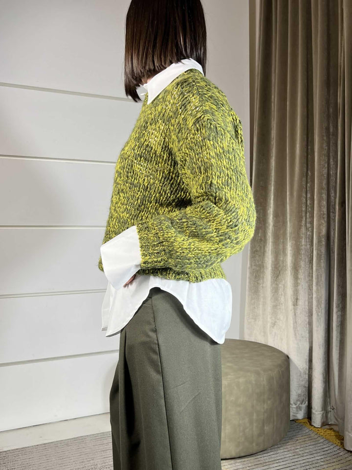 MAGLIONE GIROCOLLO VERDE IN MISTO LANA 33060FVERDE MULTICOLOR VICOLO