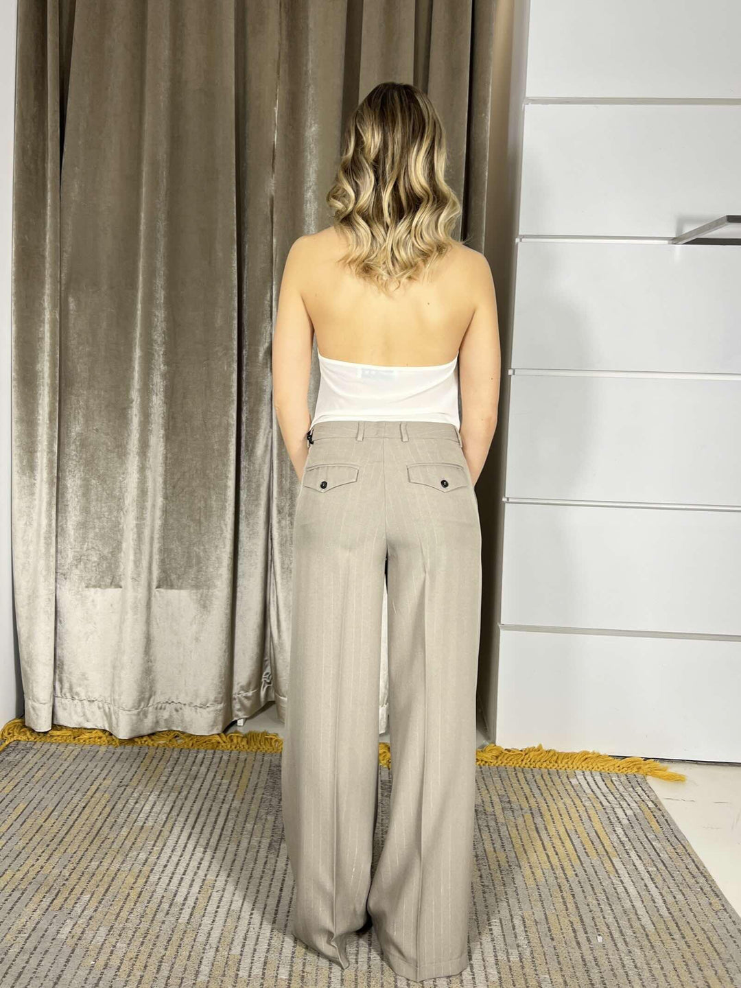 pantalone torora a palazzo gessato TAB0972TORTORA VICOLO
