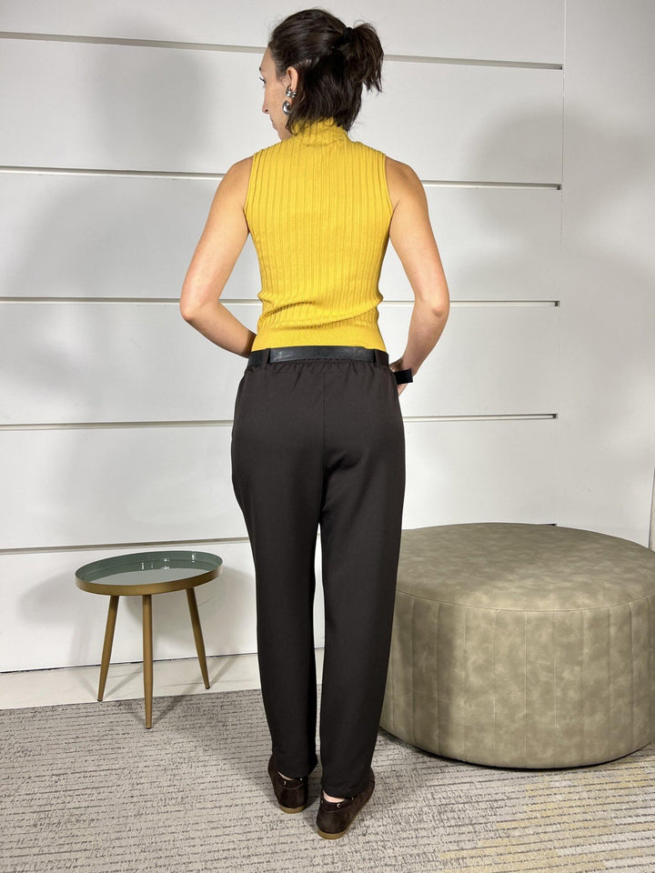 pantalonemoro basico regolare con cintura S12224KSMORO SUSY MIX