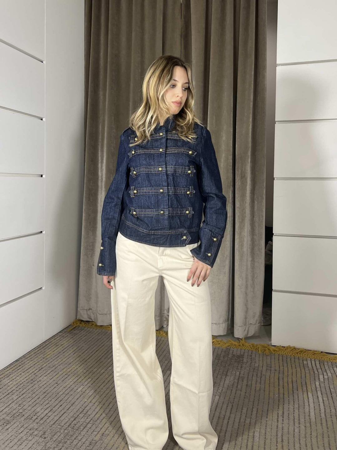 giubbotto military in denim CP727BLU TENSIONE IN