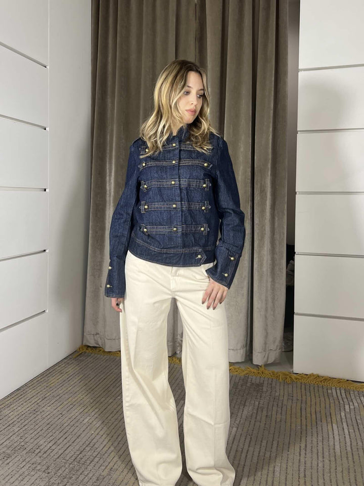 giubbotto military in denim CP727BLU TENSIONE IN