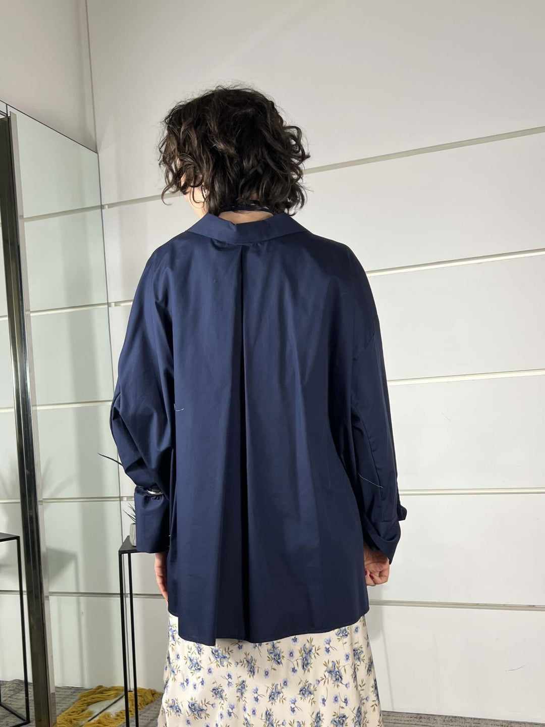 camicia over con laccio nel collo blu TAB1295BLU 89 VICOLO
