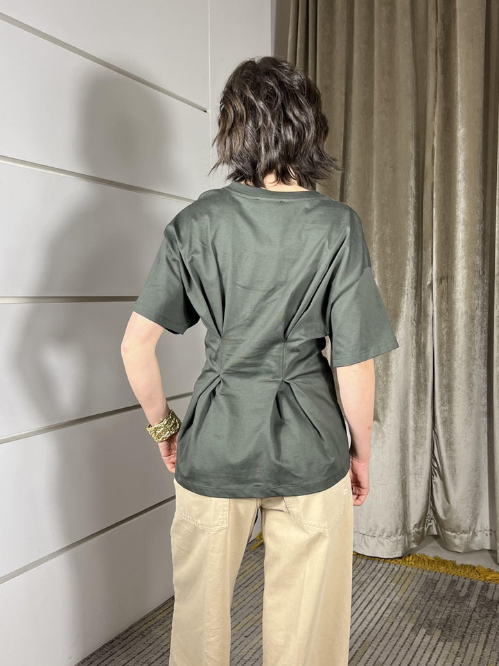 t-shirt militare ripresa in vita UAB0020MILITARE VICOLO