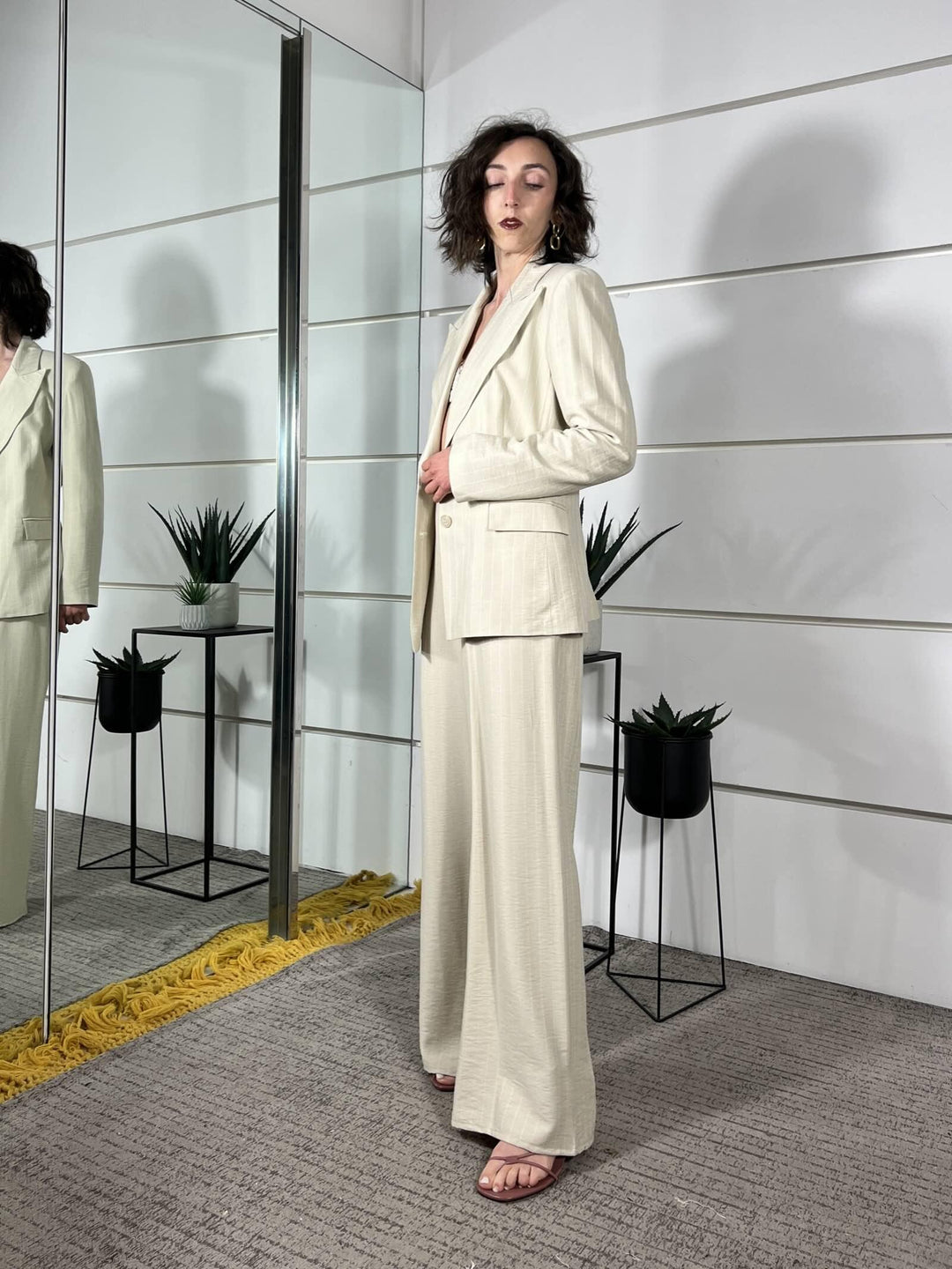 giacca gessta beige in viscosa SMXJ0055BEIGE SUSY MIX