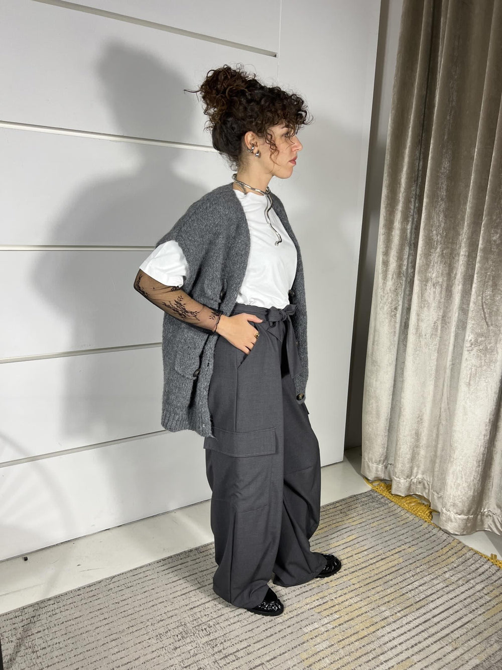 PANTALONE CARGO ANTRACITA FW250036ANTRACITE TENSIONE IN