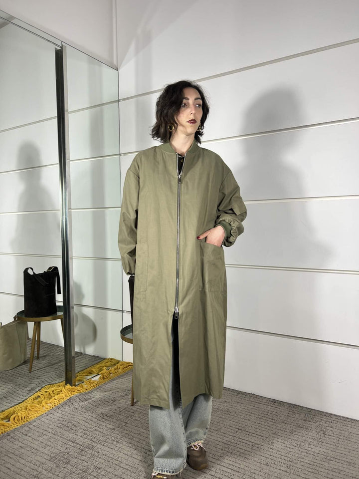 bomber verde lungo D02N0056VERDE PHILIA LOFT