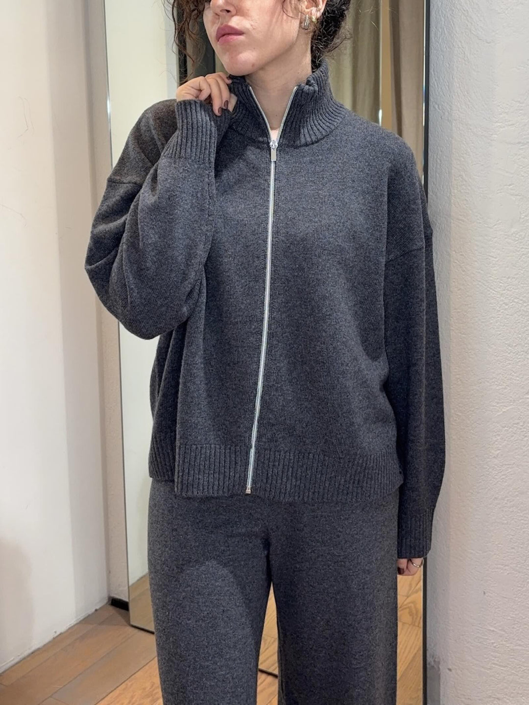 cardigan in lana con zip grigio melange ANTARES005 PENNYBLACK BLACK