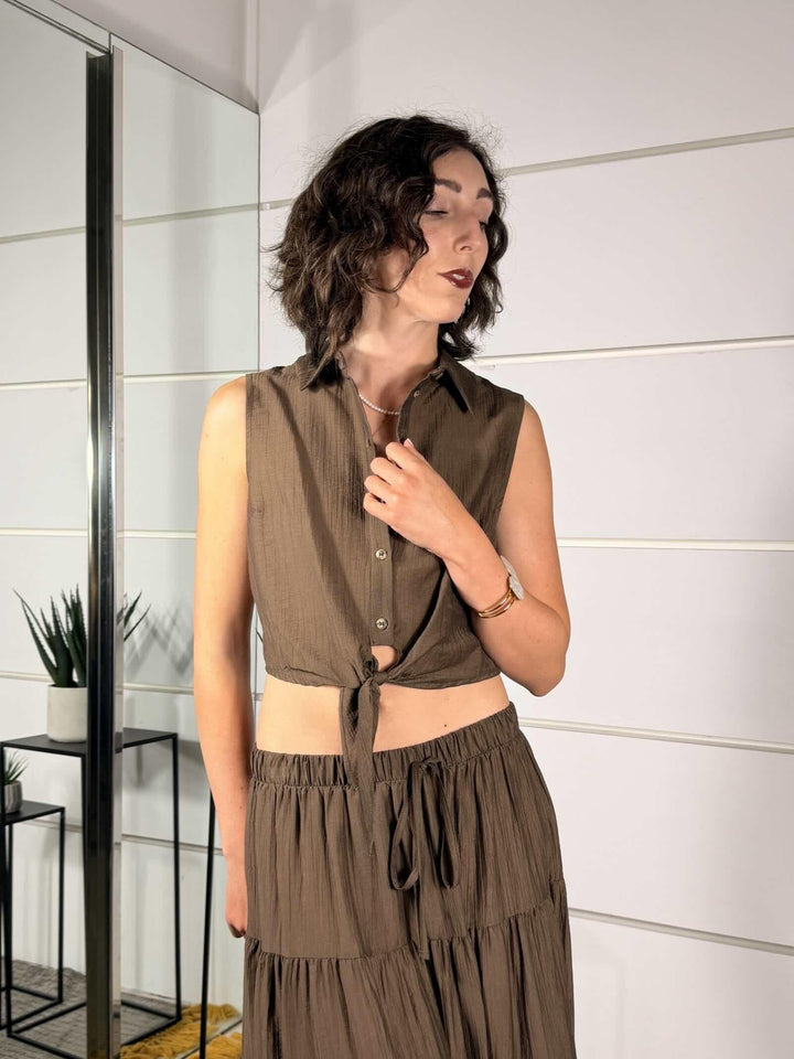 camicia smanicata con nodo moro 10803MORO SUSY MIX