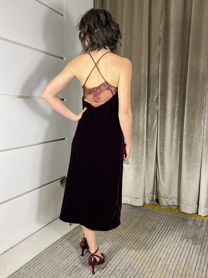 abito in ciniglia con inserti in pizzo bordeaux TF0400BORDEAUX VICOLO