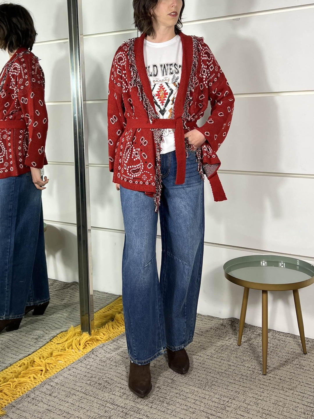 cardigan stampa bandana rosso WCAR26SA504ROSSO TWO WAY