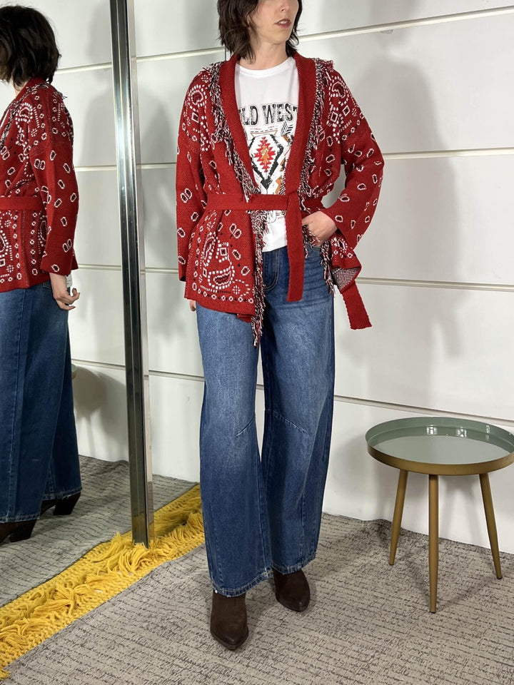 cardigan stampa bandana rosso WCAR26SA504ROSSO TWO WAY