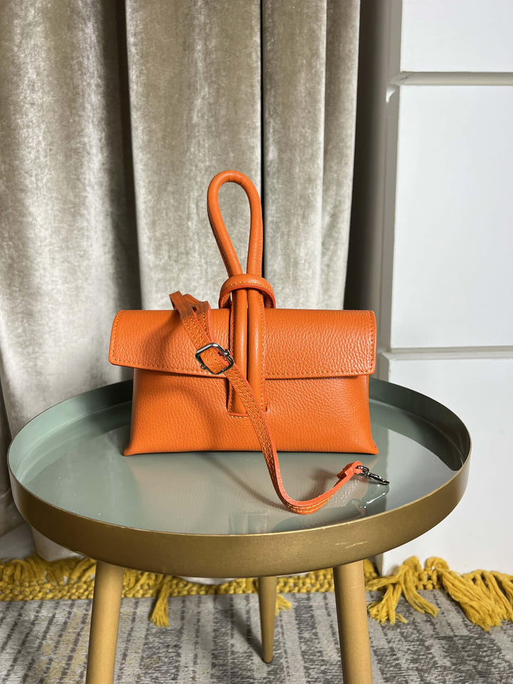 BORSA A NODO IN PELLE ARANCIO 200414ARANCIO FEMME CAFE SELECTION