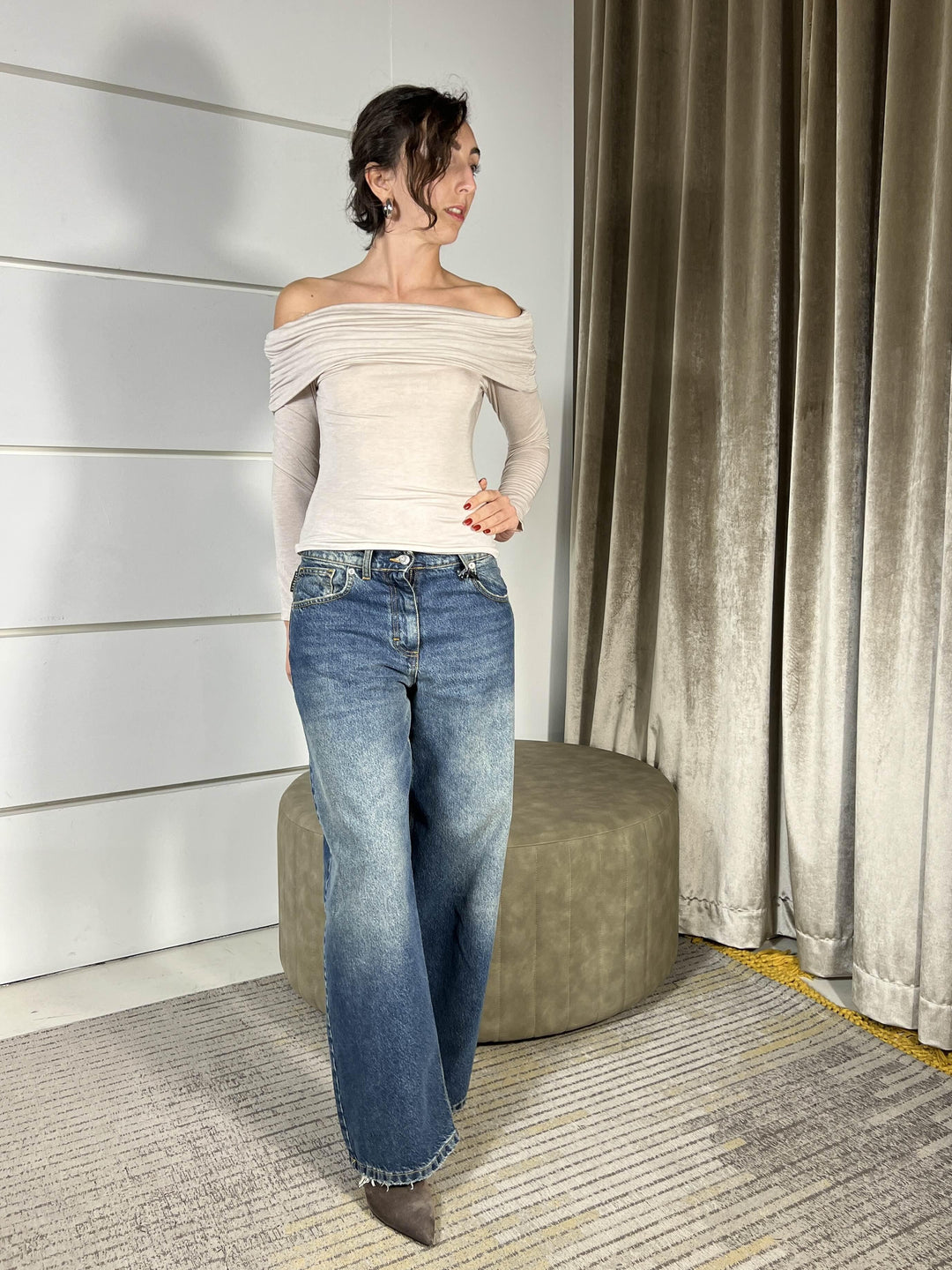 maglia scollo shiffer con arricciaturasabbia in misto lana MGM-P118SABBIA HAVE ONE