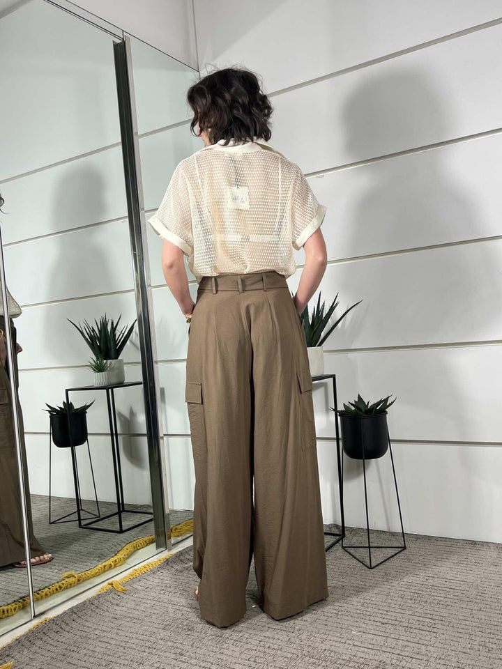 pantalone con pinces tabacco in viscosa e cotone 10497TABACCO SUSY MIX