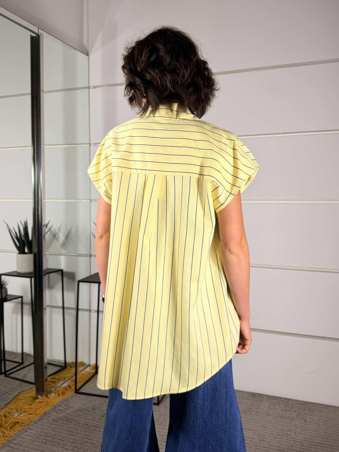 camicia gialla righe con taschina con ricamo n 5 26C5044GIALLO TENSIONE IN
