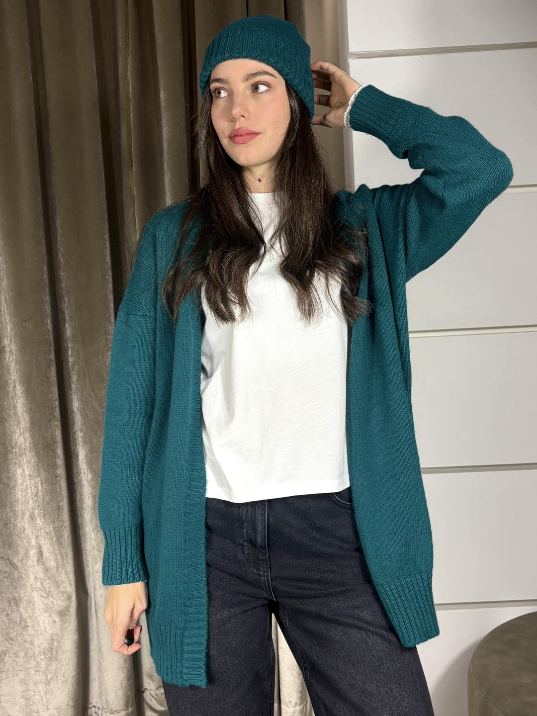 CARDIGAN LUNGO VERDE CEBA5226 CARLA G. MAGLIE