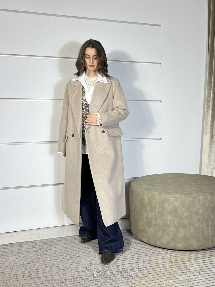 CAPPOTTO TORTORA CHIARO CON SPALLINA 50% LANA HAND MADE TF0009TORTORA CHIARO VICOLO