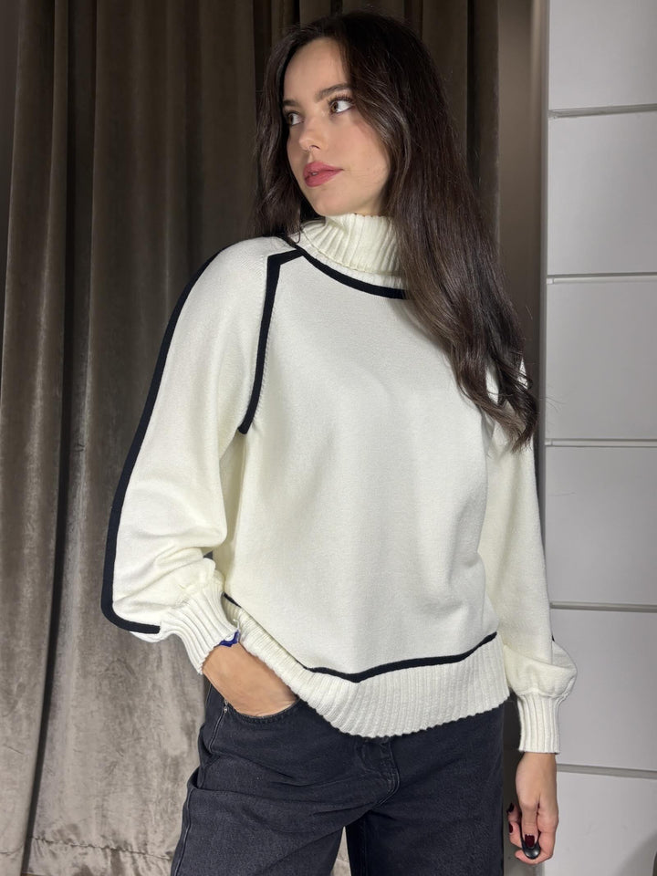 MAGLIA A COLLO ALTO BIANCA E NERA MESA5102 CARLA G. MAGLIE