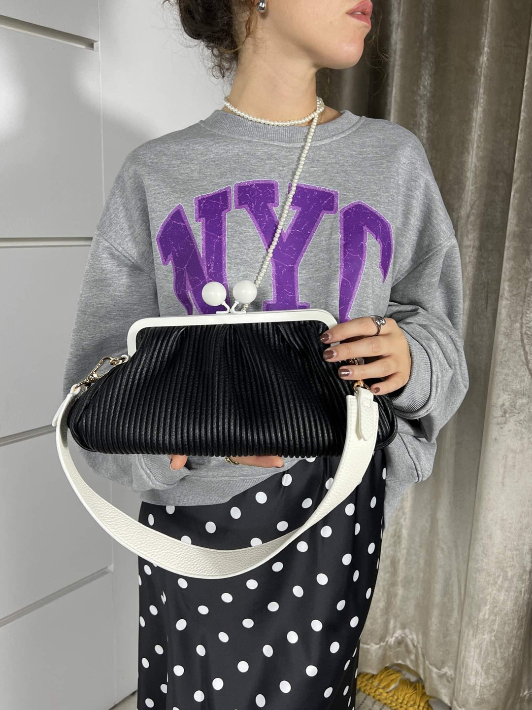 BORSA NERA A CLUTCH PIT0742BLACK FEMME CAFE SELECTION