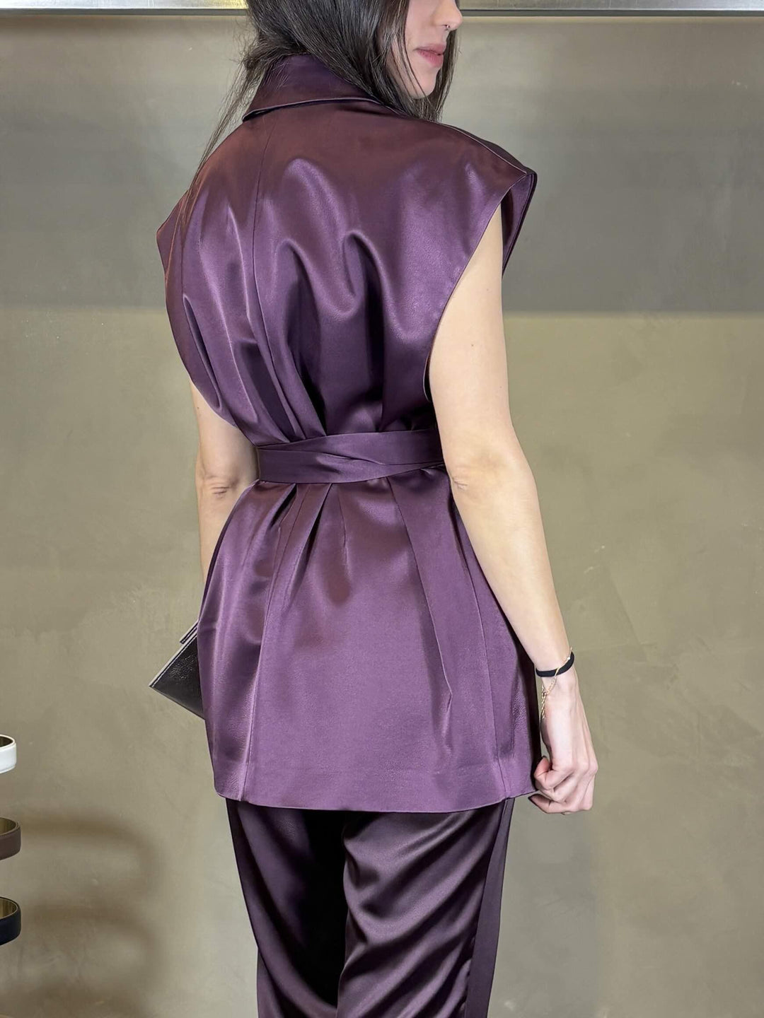 gilet satin bordeaux vino MELANZANAR57 PINKO