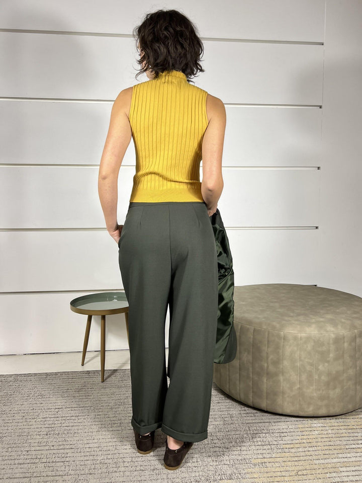 pantalone carrot con pinces verde militare TF0688VERDE MILITARE VICOLO