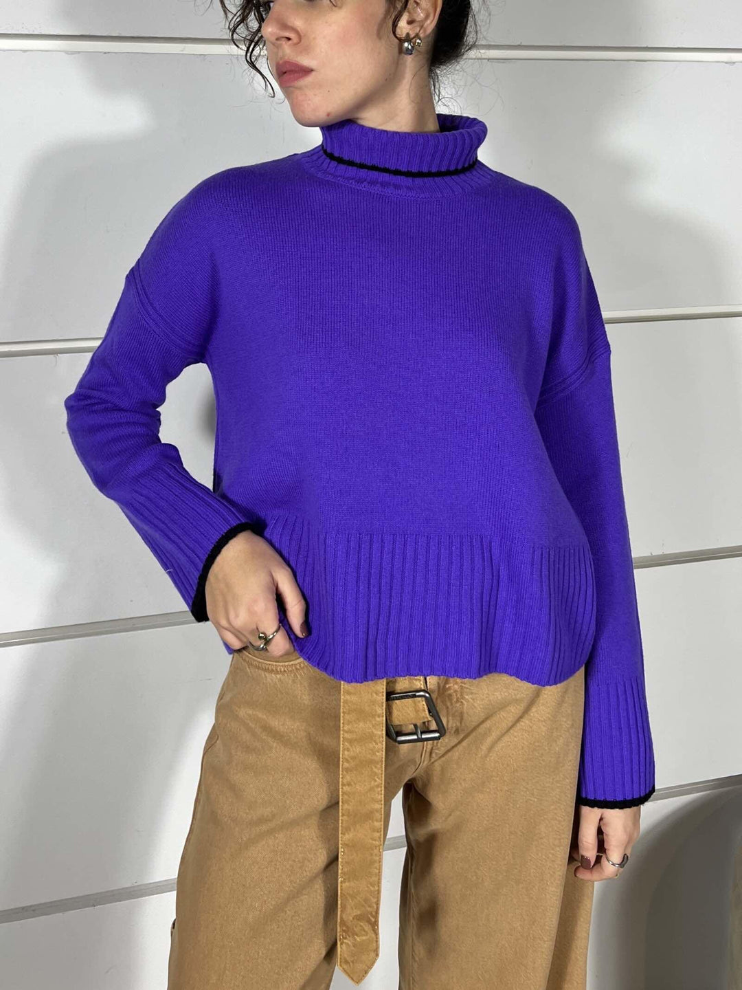 Dolcevita viola in maglia FALKLAND MAGLIAW21 PINKO