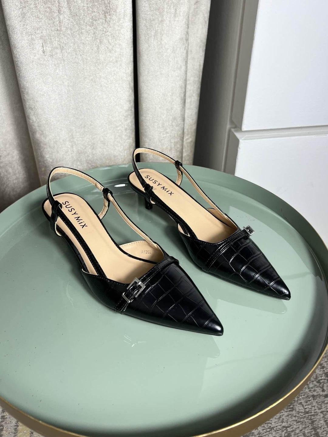 slingback cocco nera A1202NERO SUSY MIX