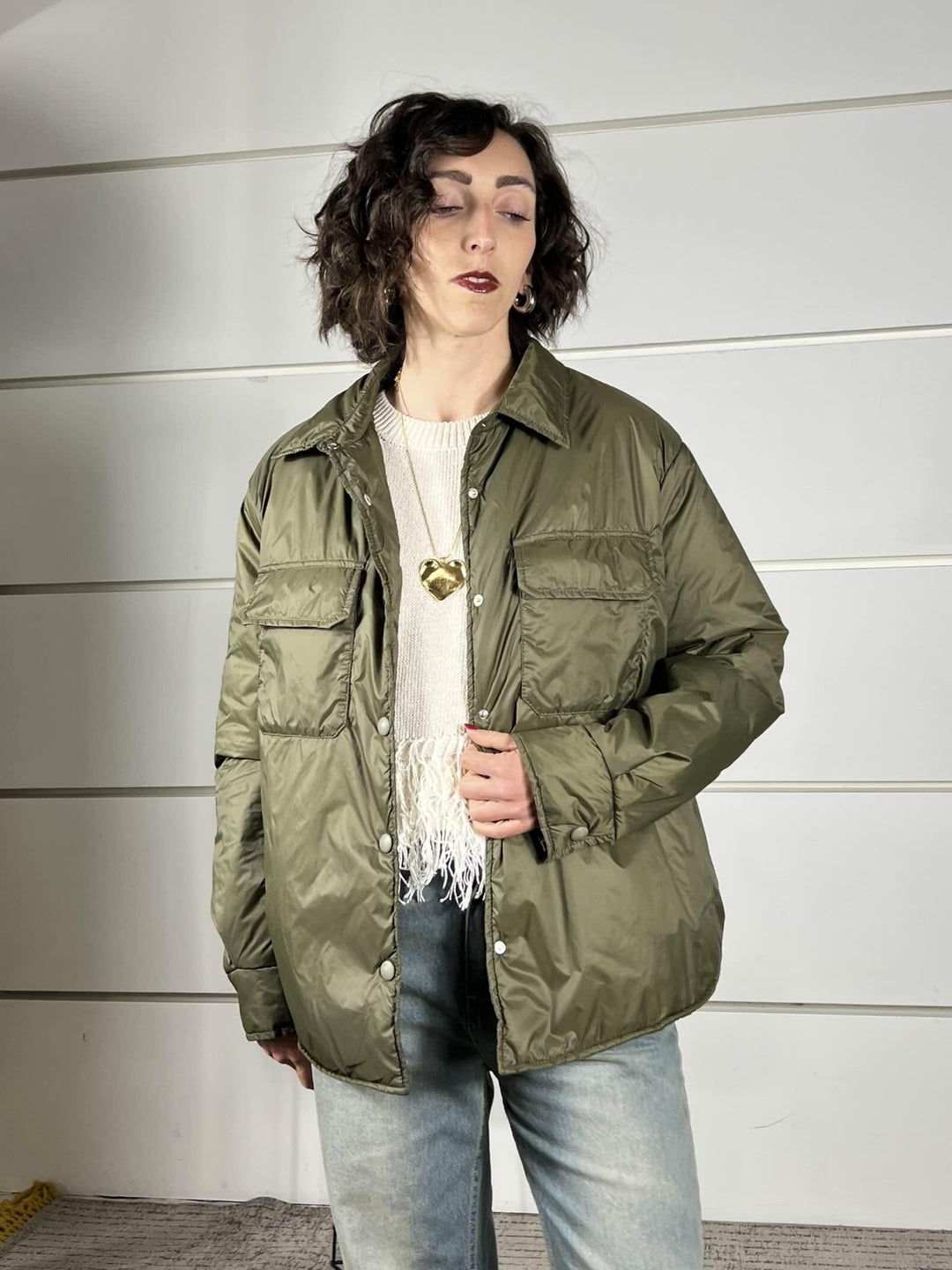 giubbotto trapuntino con collo a camicia verde P02P0115VERDE PHILIA LOFT