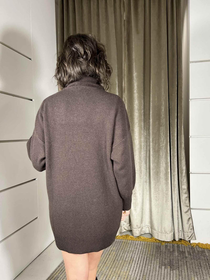 abito in maglia collo alto in misto lana moro 77131FMORO VICOLO