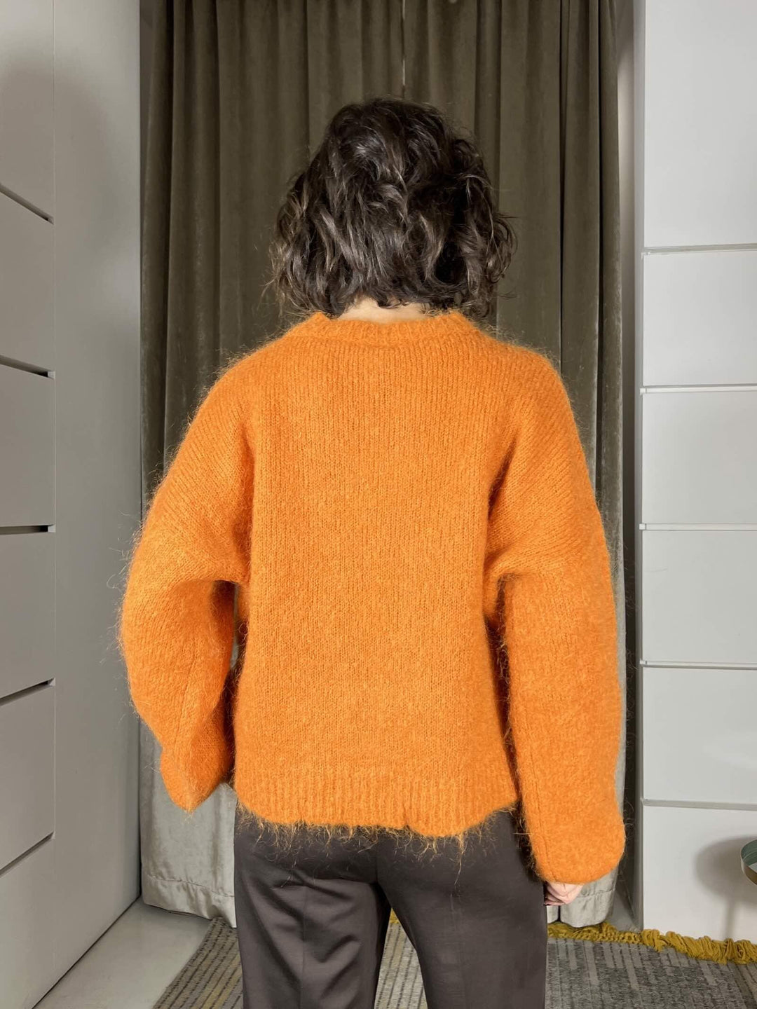 maglione girocollo over manica a palloncino in mohair arancio 252PA9393ARANCIO TENSIONE IN