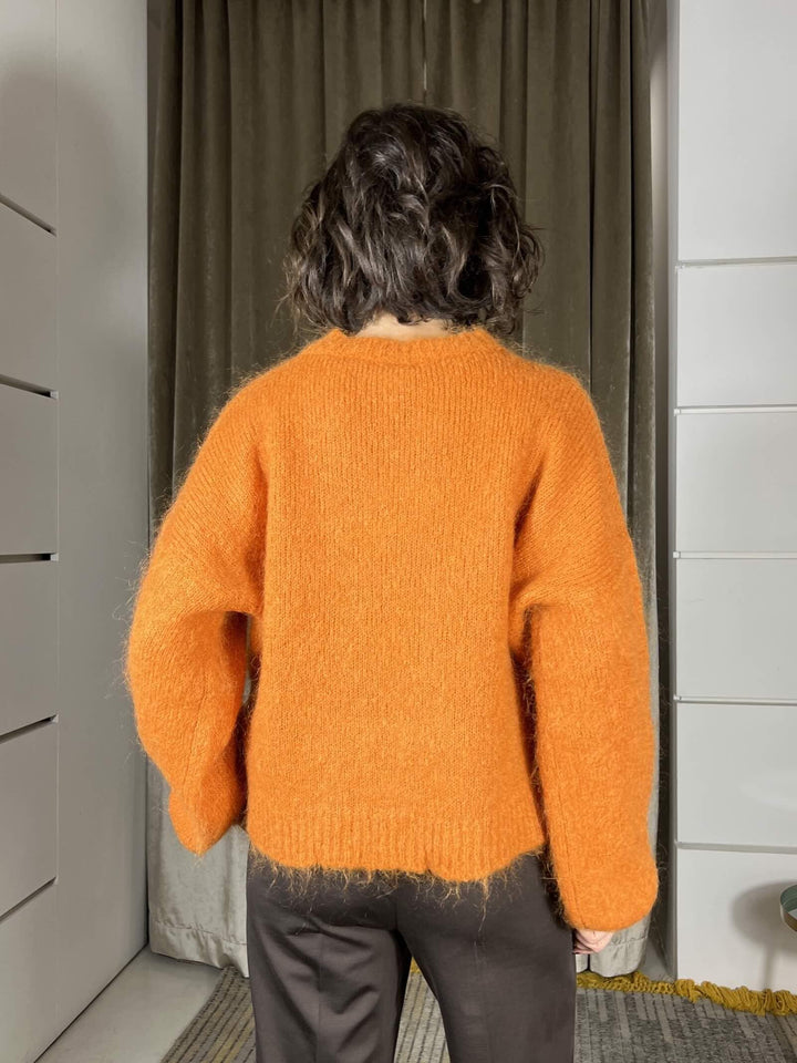 maglione girocollo over manica a palloncino in mohair arancio 252PA9393ARANCIO TENSIONE IN
