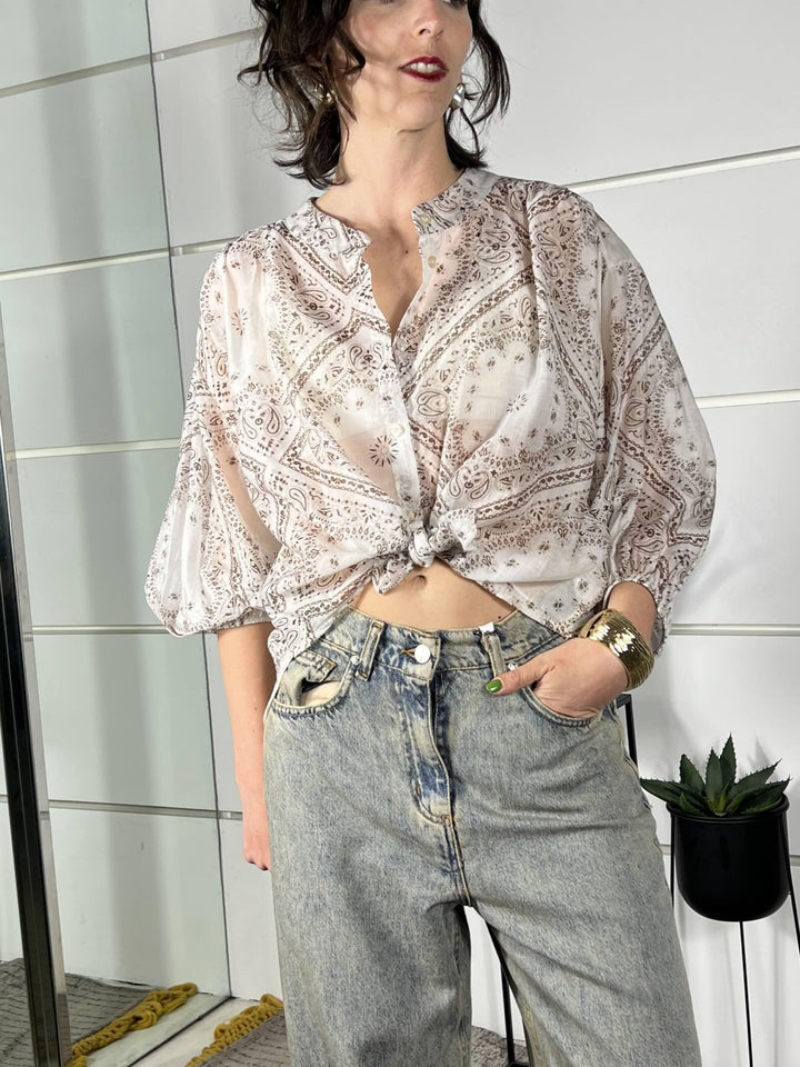 camicia stampa bandana latte C815371GY24LATTE SUSY MIX