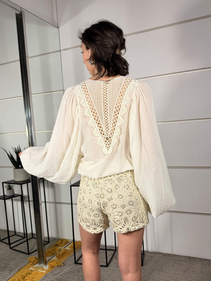 short crochet con paillettes burro PMA-Q248BURRO HAVE ONE