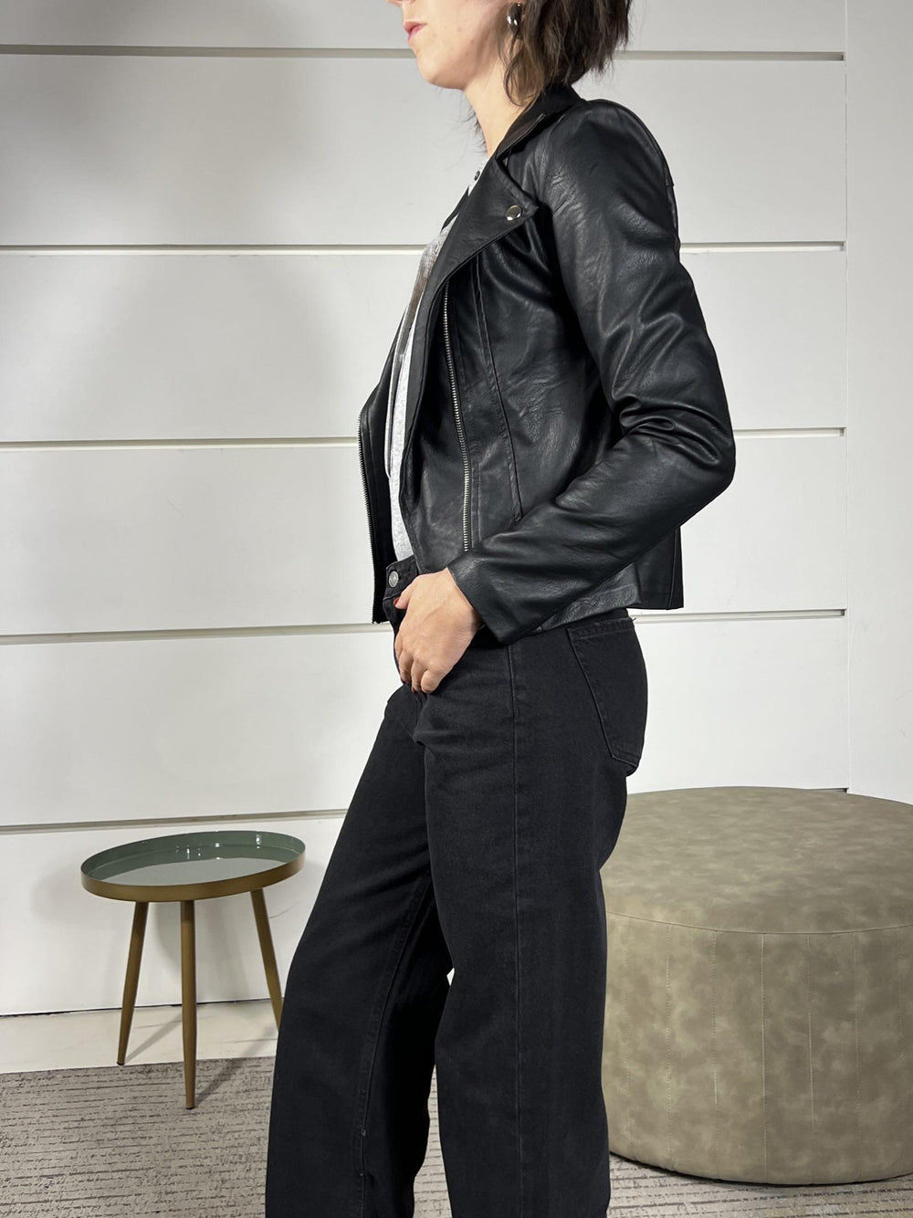 chiodo ecopelle nero slim 4158NERO SUSY MIX