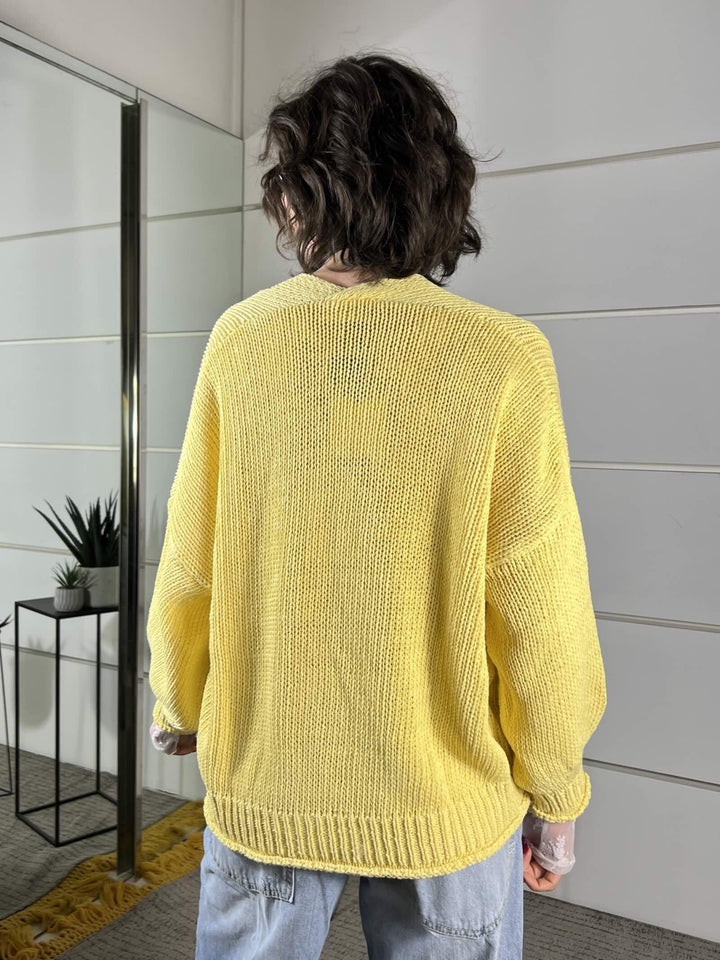 cardigan over, scollo a v giallo 3AB3015GIALLO VICOLO