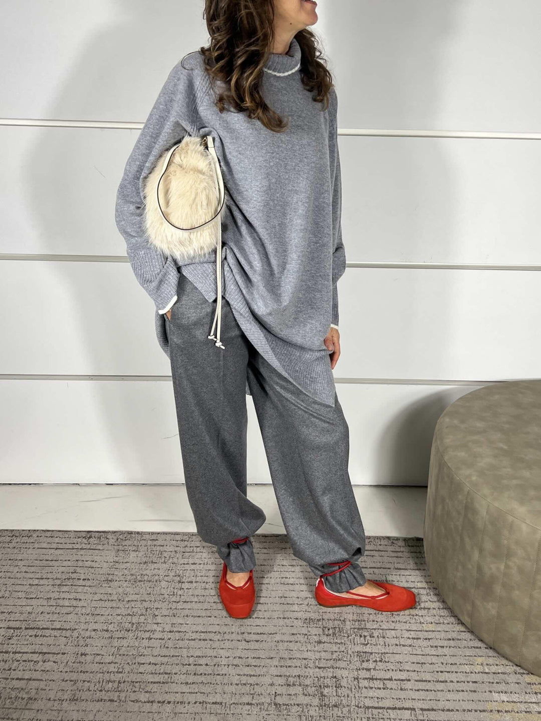 MAXI CLUTCH EFFETTO PELLICCIA BEIGE-GRIGIO FUMO ANTIQUE GOLD MAXI CLUTCHC50Q PINKO