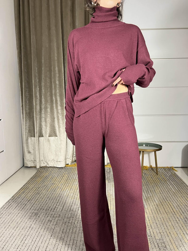 pantalone a palazzo con elastico in vita misto lana bordeaux 22107FBORDEAUX VICOLO
