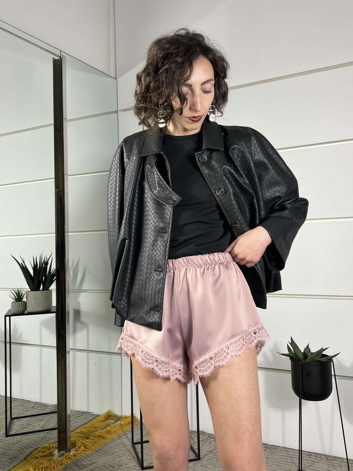 shorts satin con pizzo  rosa cipria PVS-Q316CIPRIA HAVE ONE